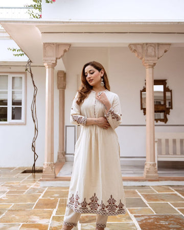 Premium white Cotton Suit Sets