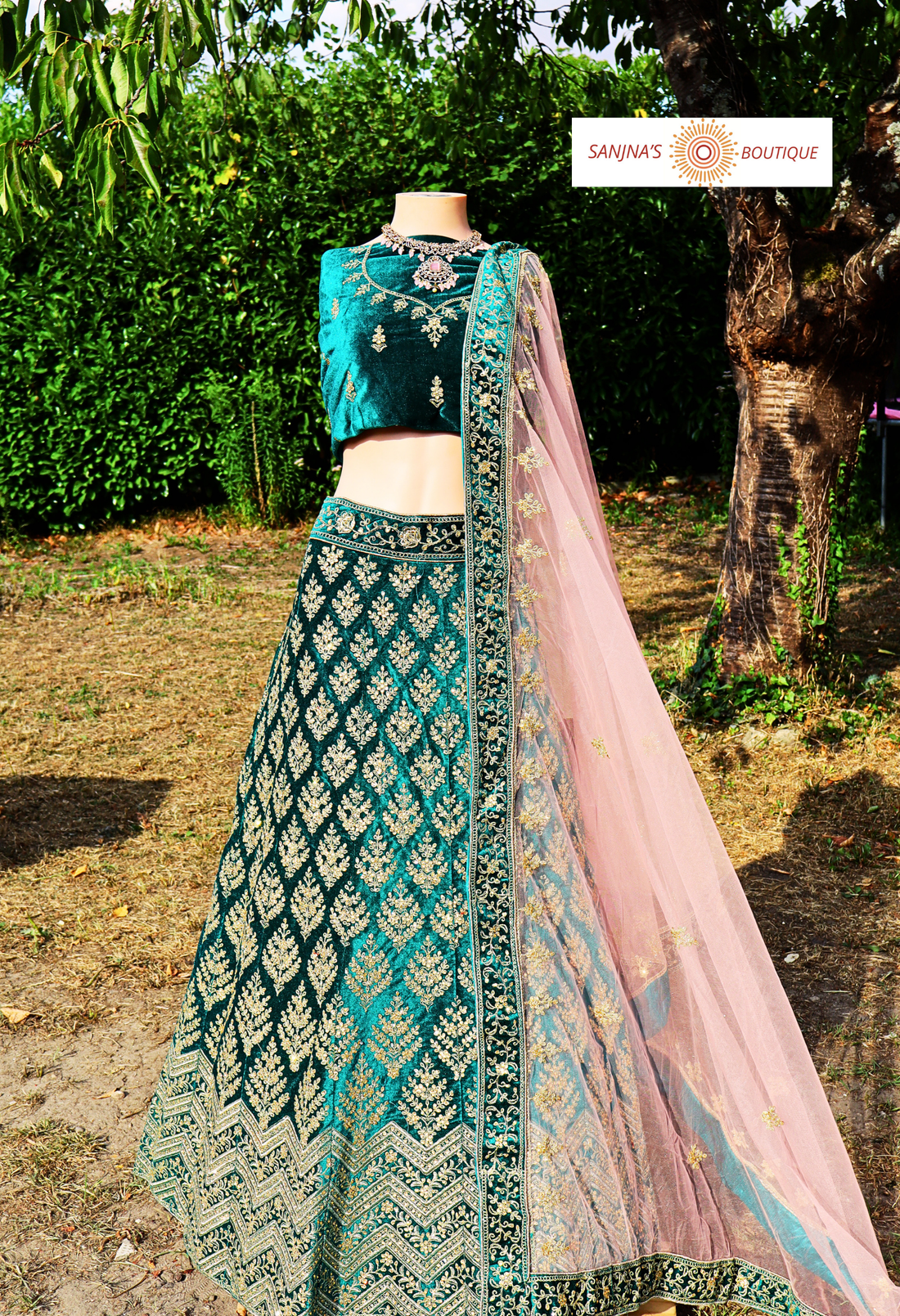Lehenga Vert Canard