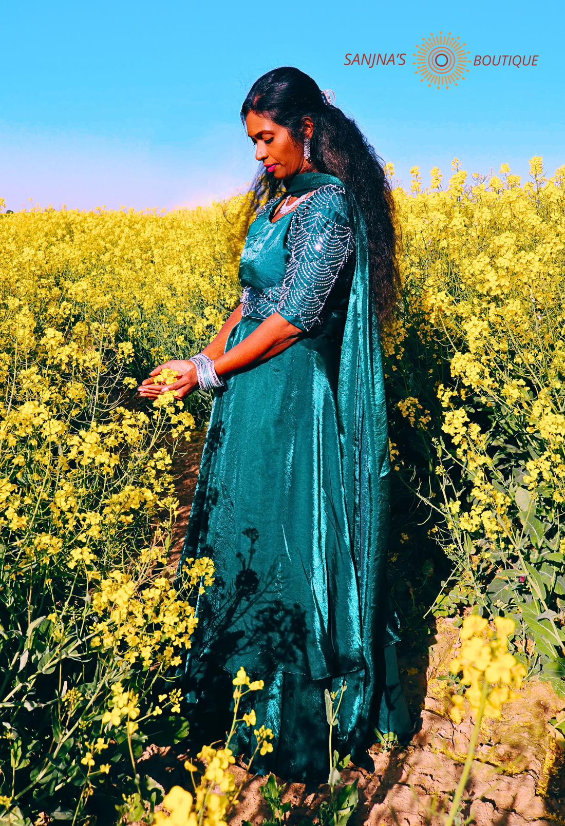 3 in1 Émeraude Luxe Convertible Long Gown into Lehenga