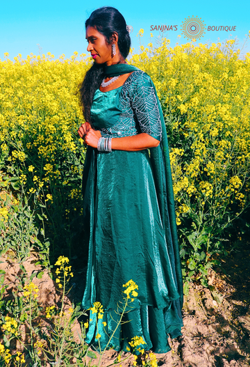 3 in1 Émeraude Luxe Convertible Long Gown into Lehenga