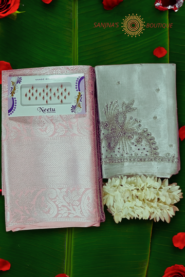 Elegant Pastel  Light Rose Saree Gift Combo Pack
