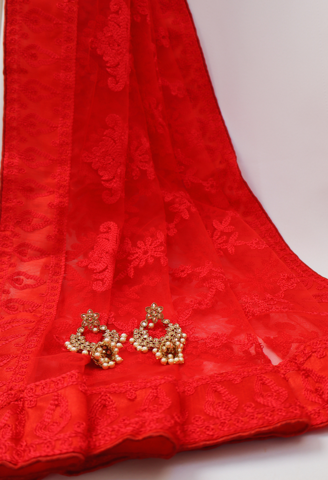 Red Ruby Luxe Net Sari