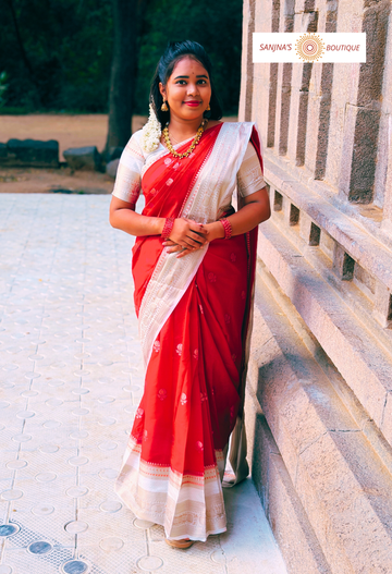 Sari Indien Rouge et Blanc