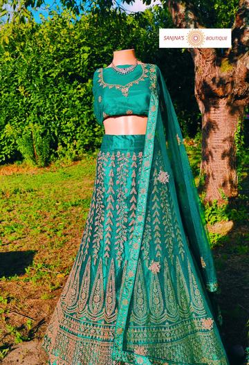 Lehenga Mariage Vert Émeraude