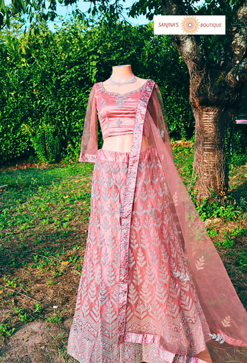 Lehenga Mariage Rose Pastel