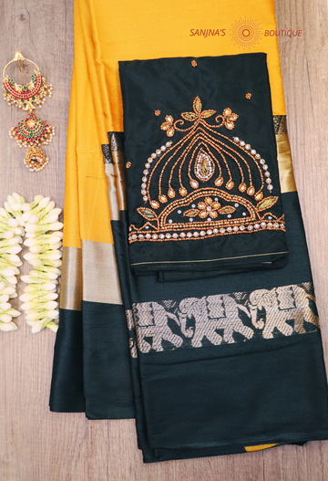 The Colza Silk Saree with aari work blouse