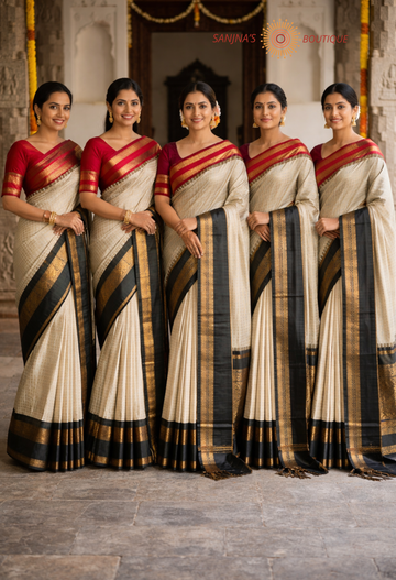 Élégance Sauge Royale silk saree