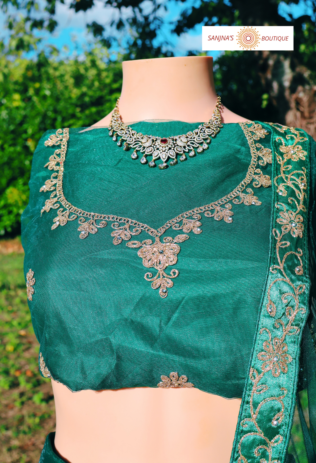 Lehenga Mariage Vert Émeraude
