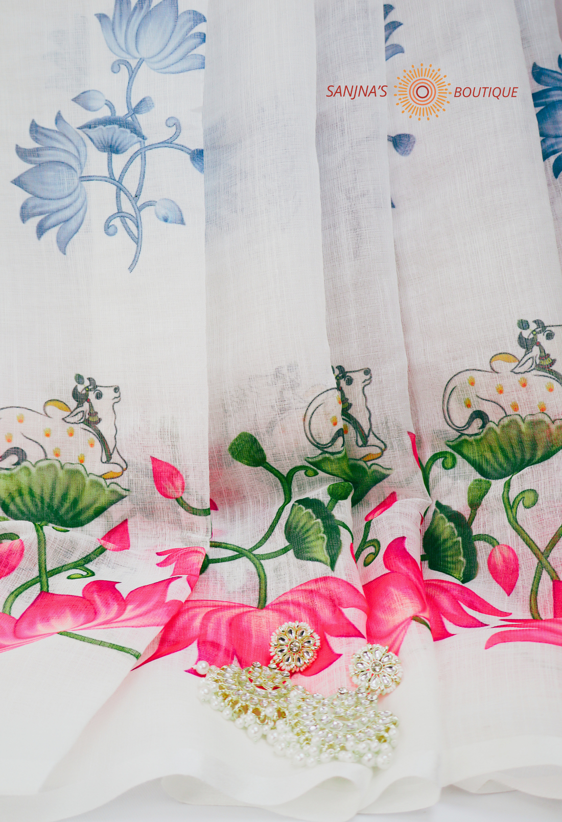 Kamadhenu Lotus Sacré Linen sari