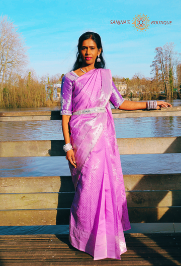 Lavender Lilac Luxe Ready-to-Wear Silk Saree