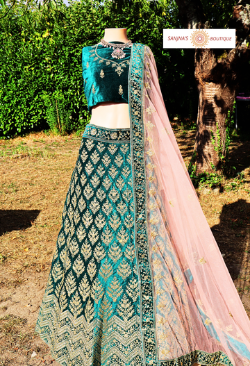 Lehenga Vert Canard