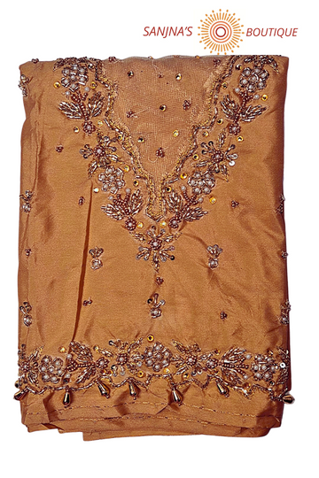 Aariwork Handmade Netted Blouse Piece with Bead, Pearl & French Knots