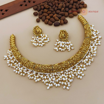 Lightweight Clustered Rice Pearl Bridal Jewelry Set