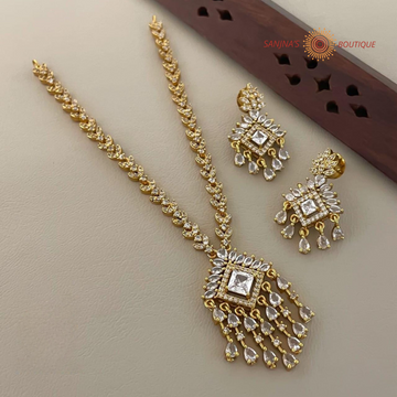 Matte AD Imitation Gold White Stone set