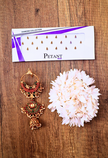 Pink  & Green Peacock Headpiece for Bridal Elegance