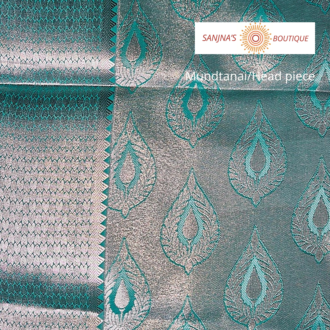Premium Aqua Green Silk Saree Combo