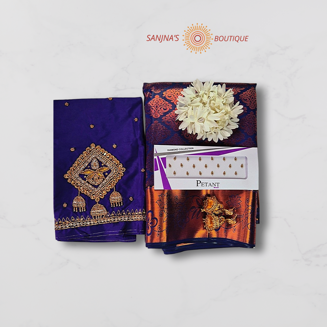 Premium Royal Blue Soft Silk Saree Combo