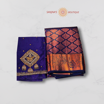 Premium Royal Blue Soft Silk Saree Combo