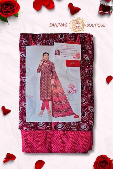 2XL Premium Cotton Chudidhar Set with Lining & Dupatta