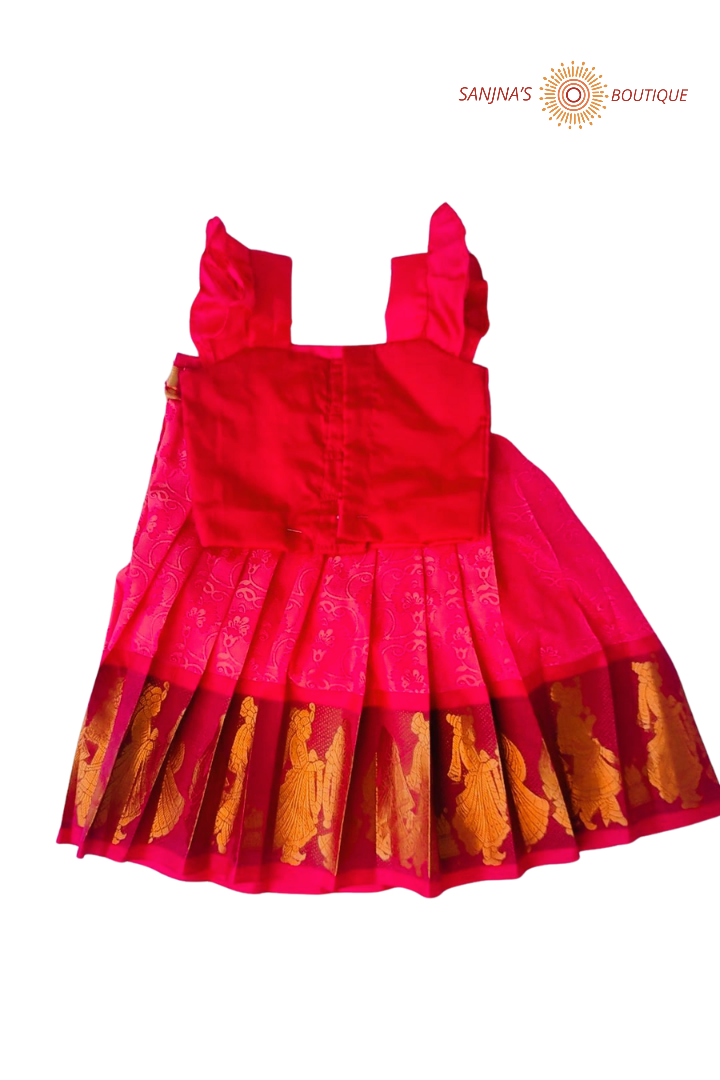 Rani pink with flower design  Pavadai Sattai