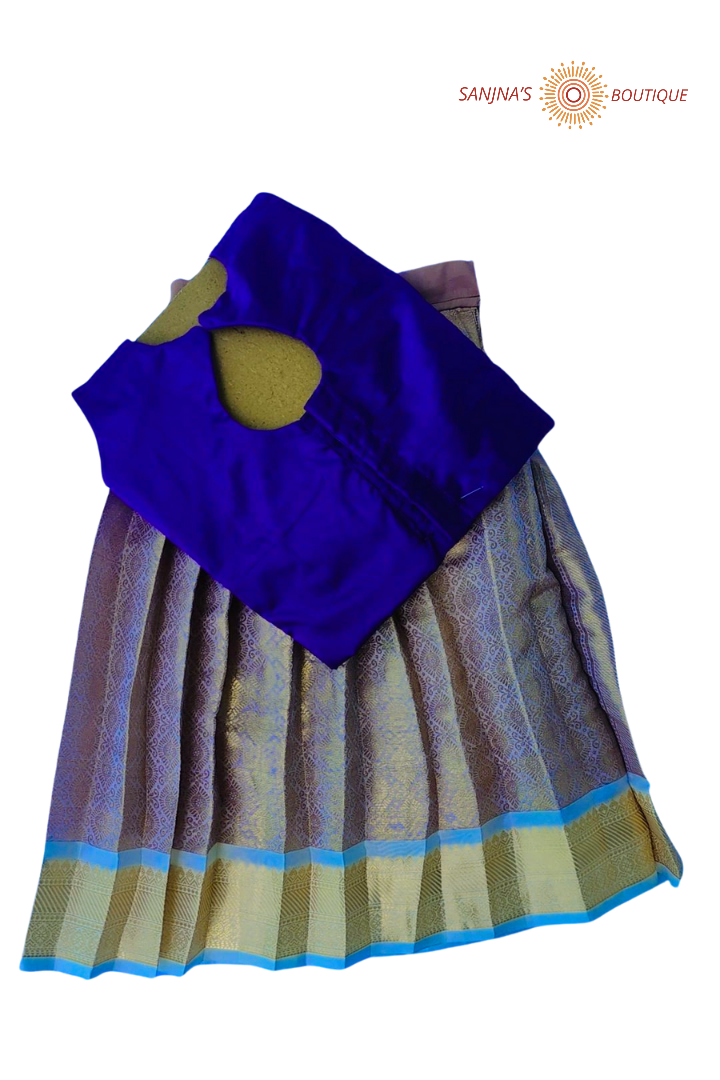 Royal bleu with lavender colour Pavadai Sattai