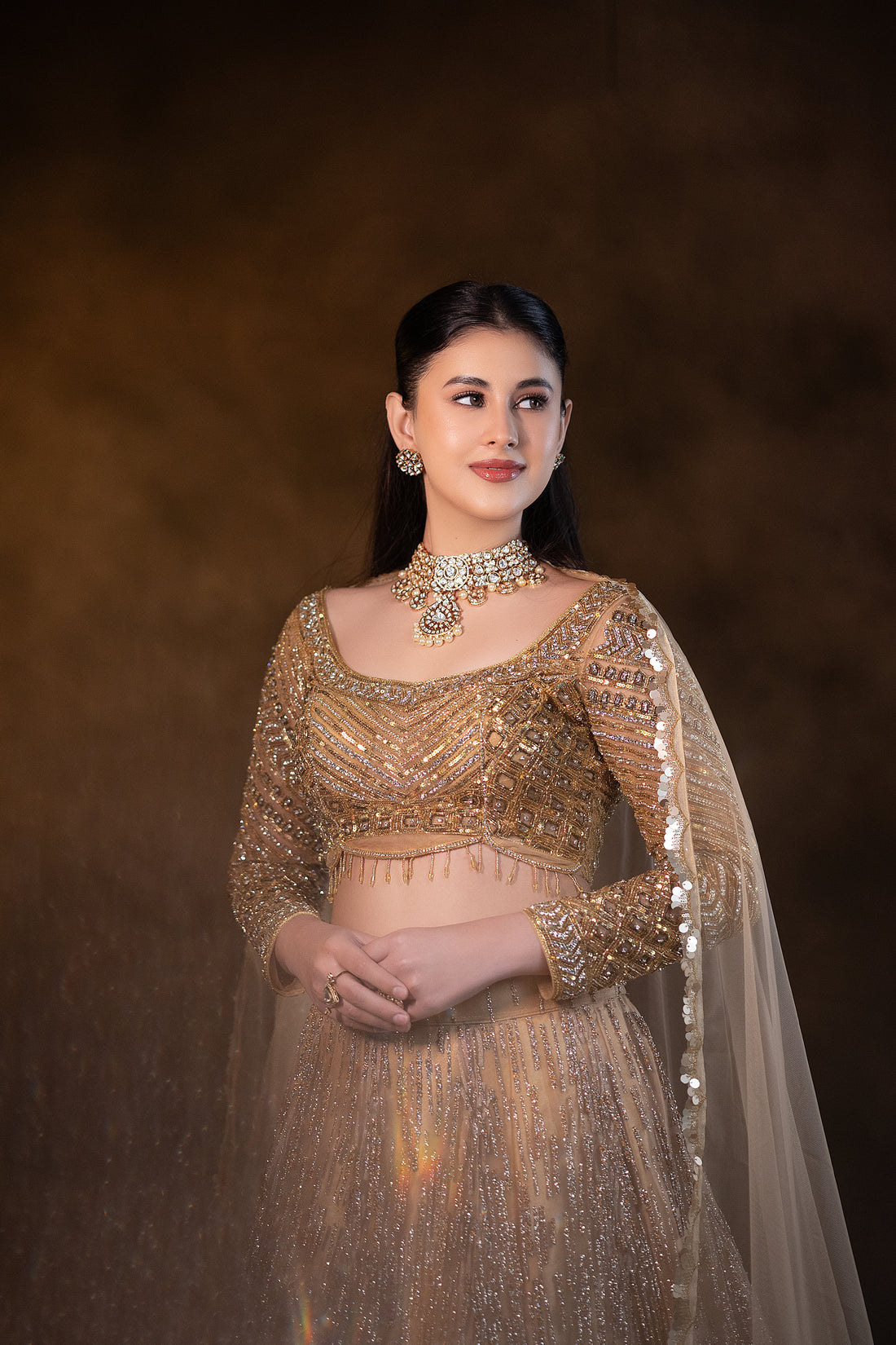 Stitched Golden Bridal Lehenga