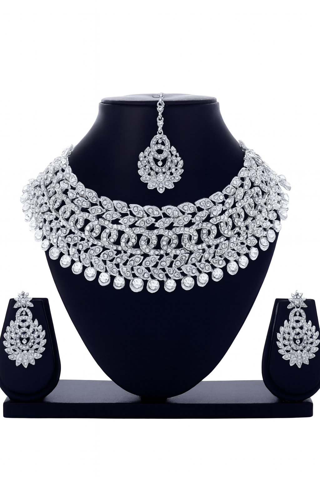Silver Stone Jewelry Set + Wine Velvet Lehenga – A Match Made for Royalty
