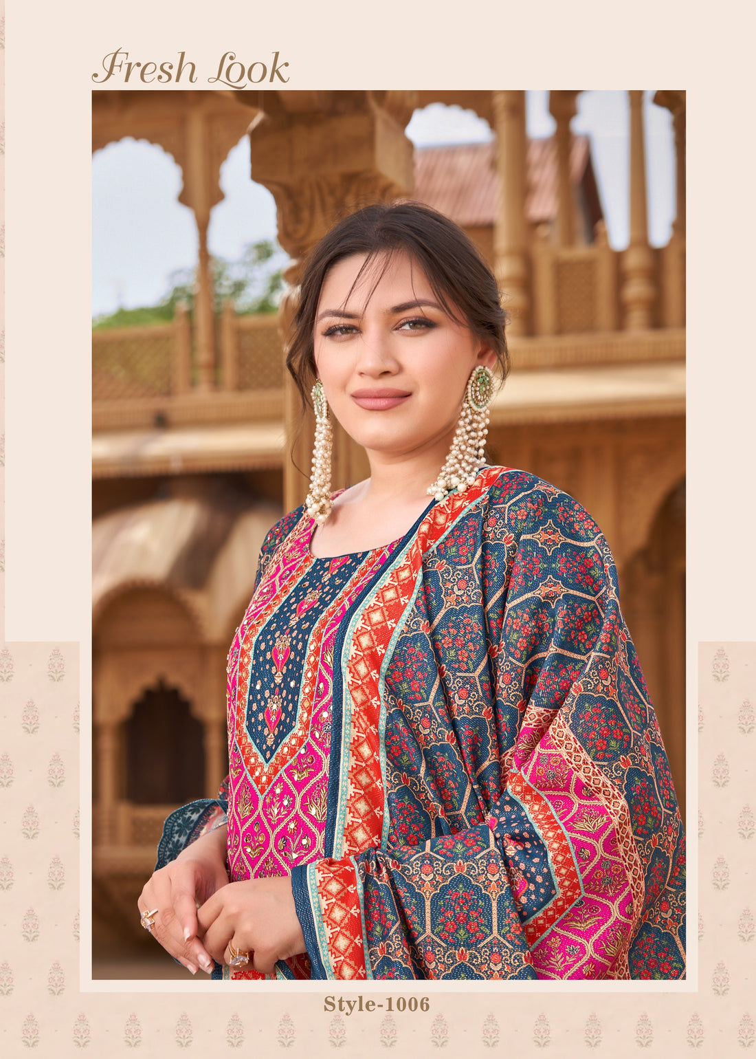 New Peacock Bleu & Rose Chudithar Suit