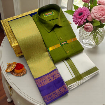 Premium Mehendi green with Royal blue Couple Combo Pack
