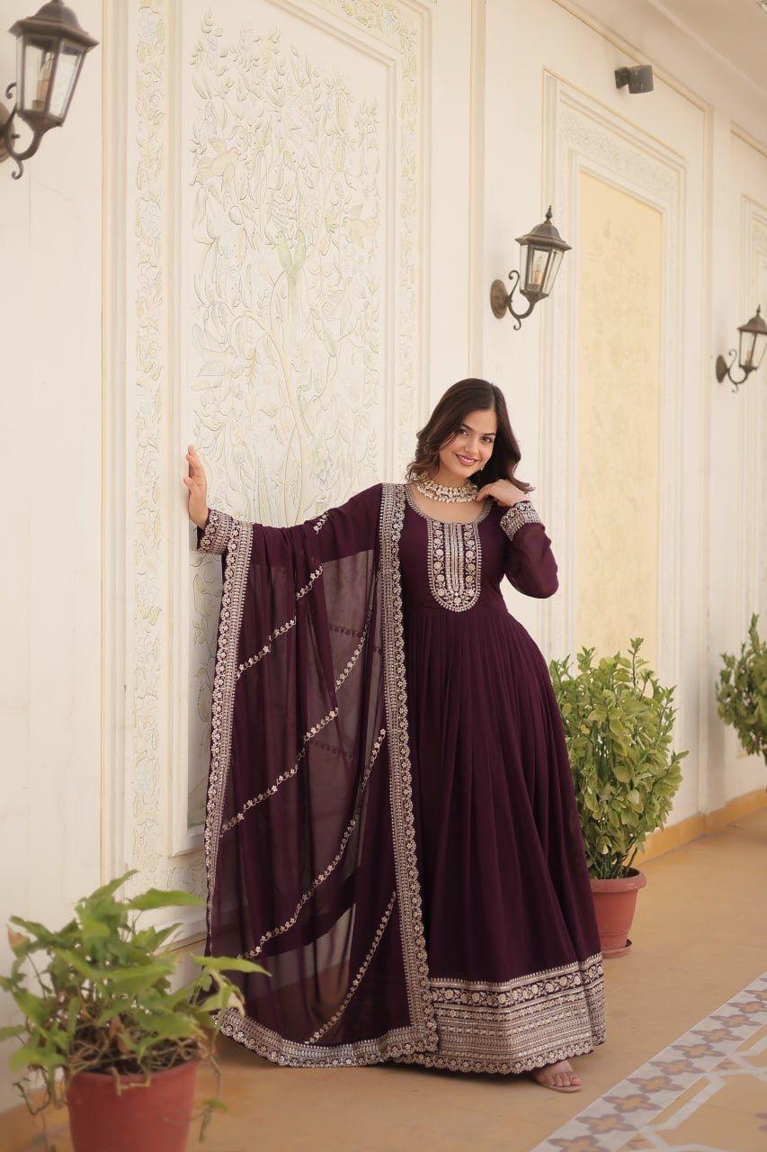 Elegant Dark wine Red Gown