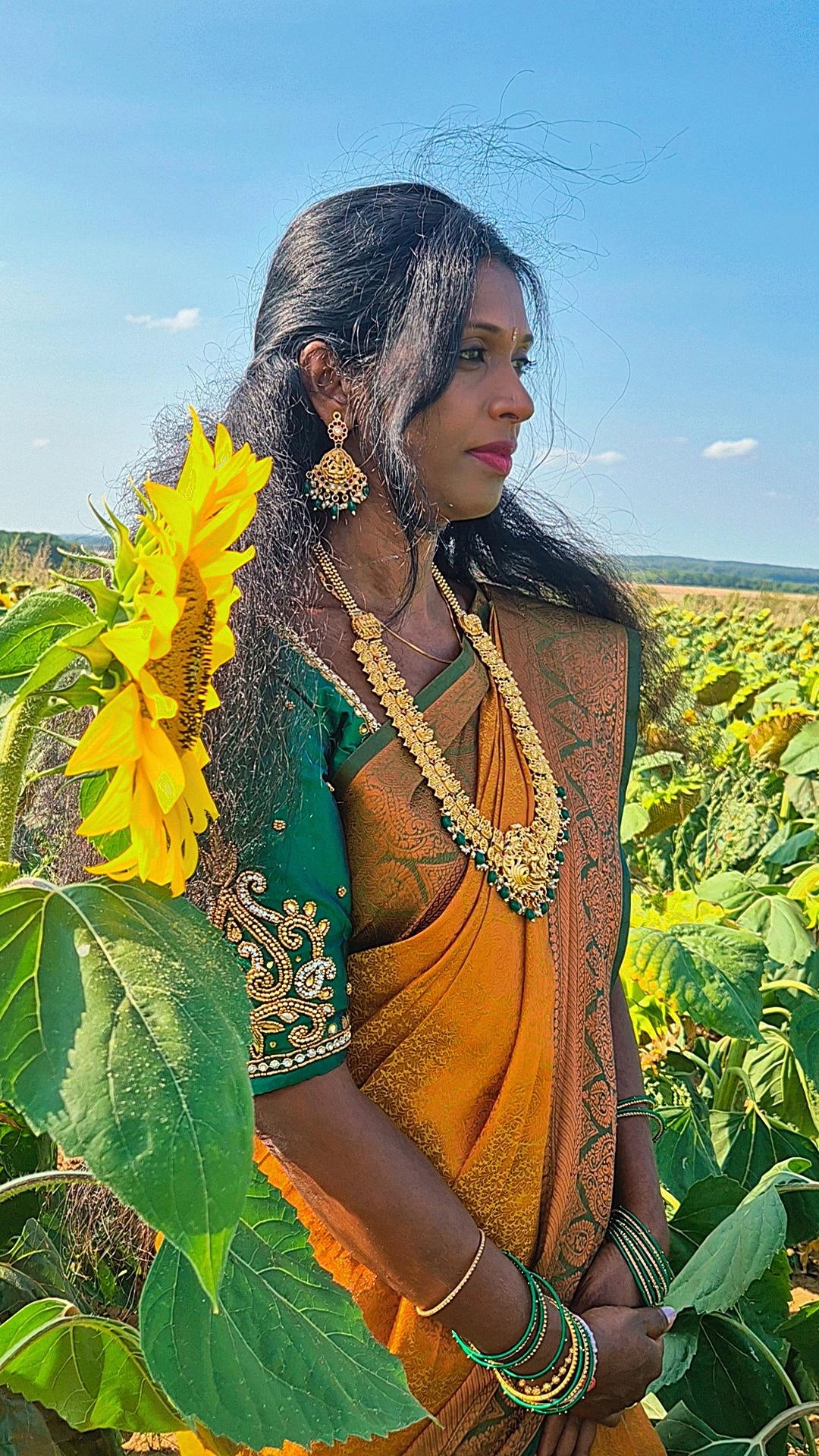 Yellow & Bottle Green 1-Minute Ready-to-Wear Silk  Saree