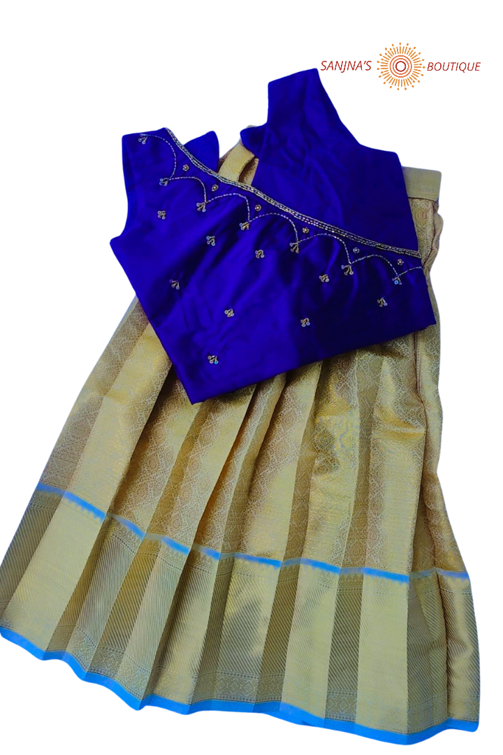 Royal Blue with golden colour  Pavadai Sattai