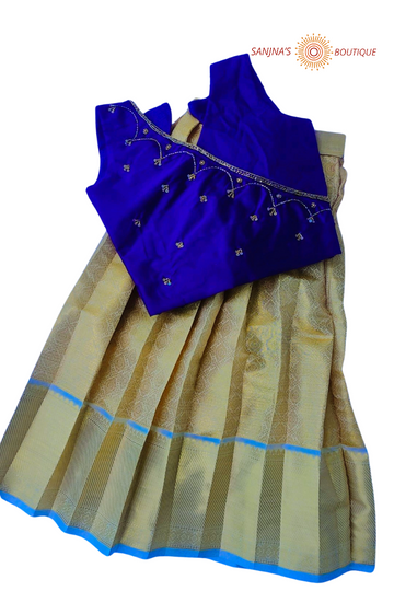 Royal Blue with golden colour  Pavadai Sattai