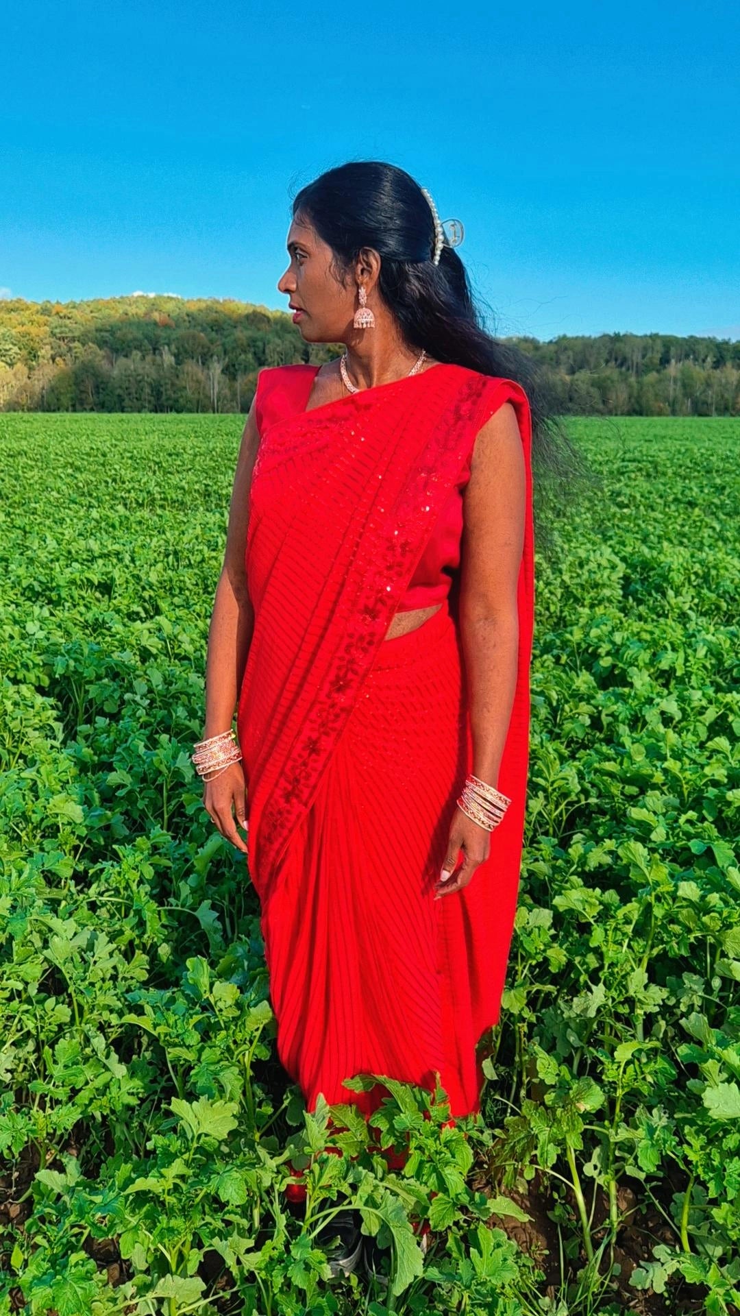Red Radiance Ready-to-Wear Party Saree
