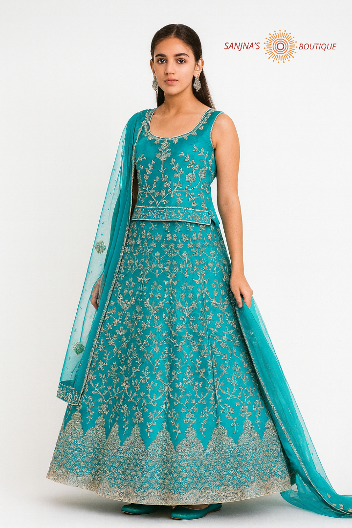 Peacock Charm: Designer Kids Lehenga