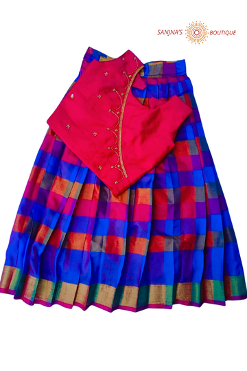 Royal Bleu with Golden colour Pavadai Sattai