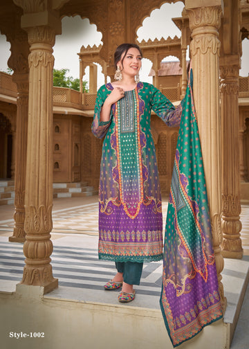 New Geen & violet Chudithar Suit