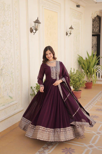 Elegant Dark wine Red Gown