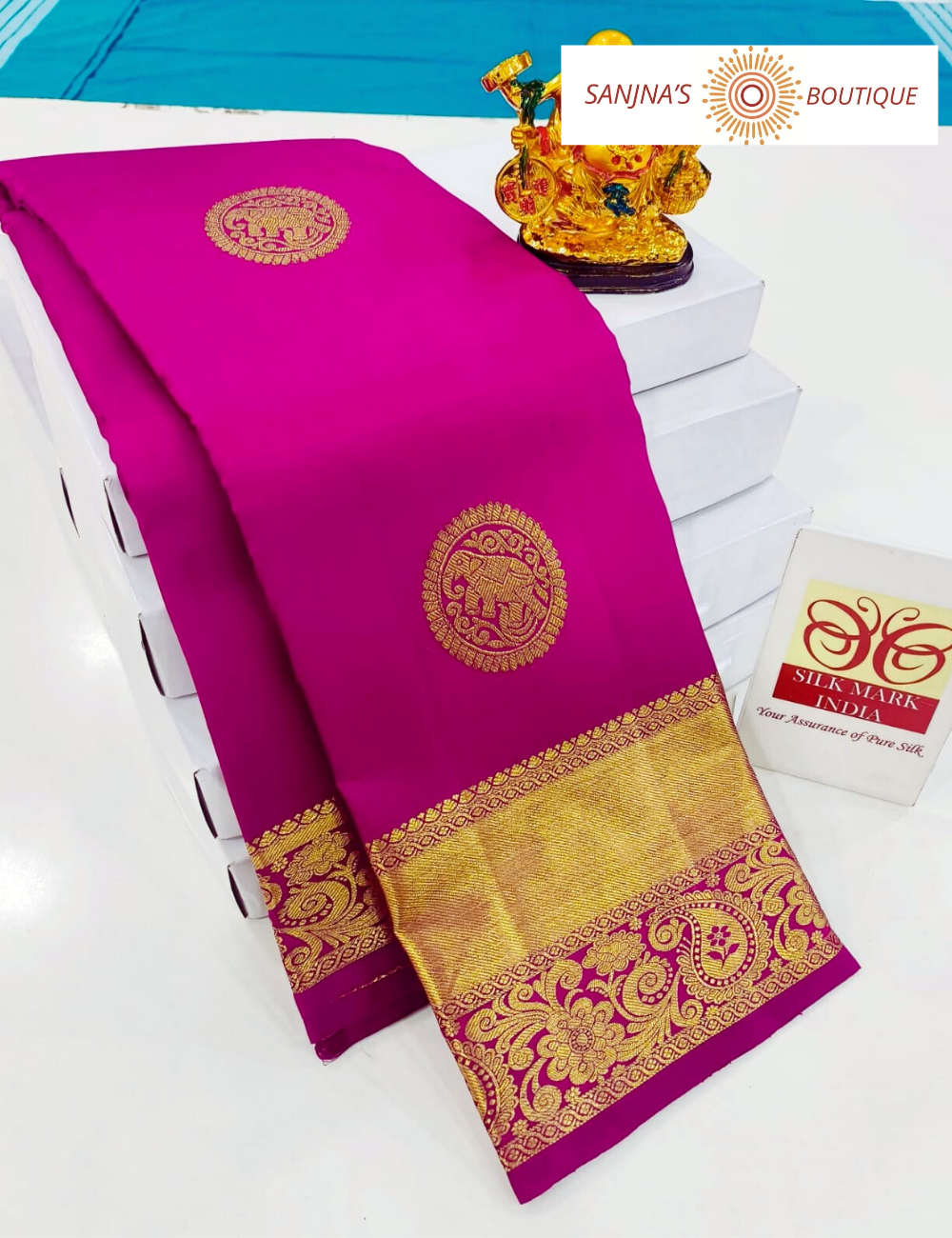 Purple Pure Kanchipuram Handloom Bridal Silk Saree