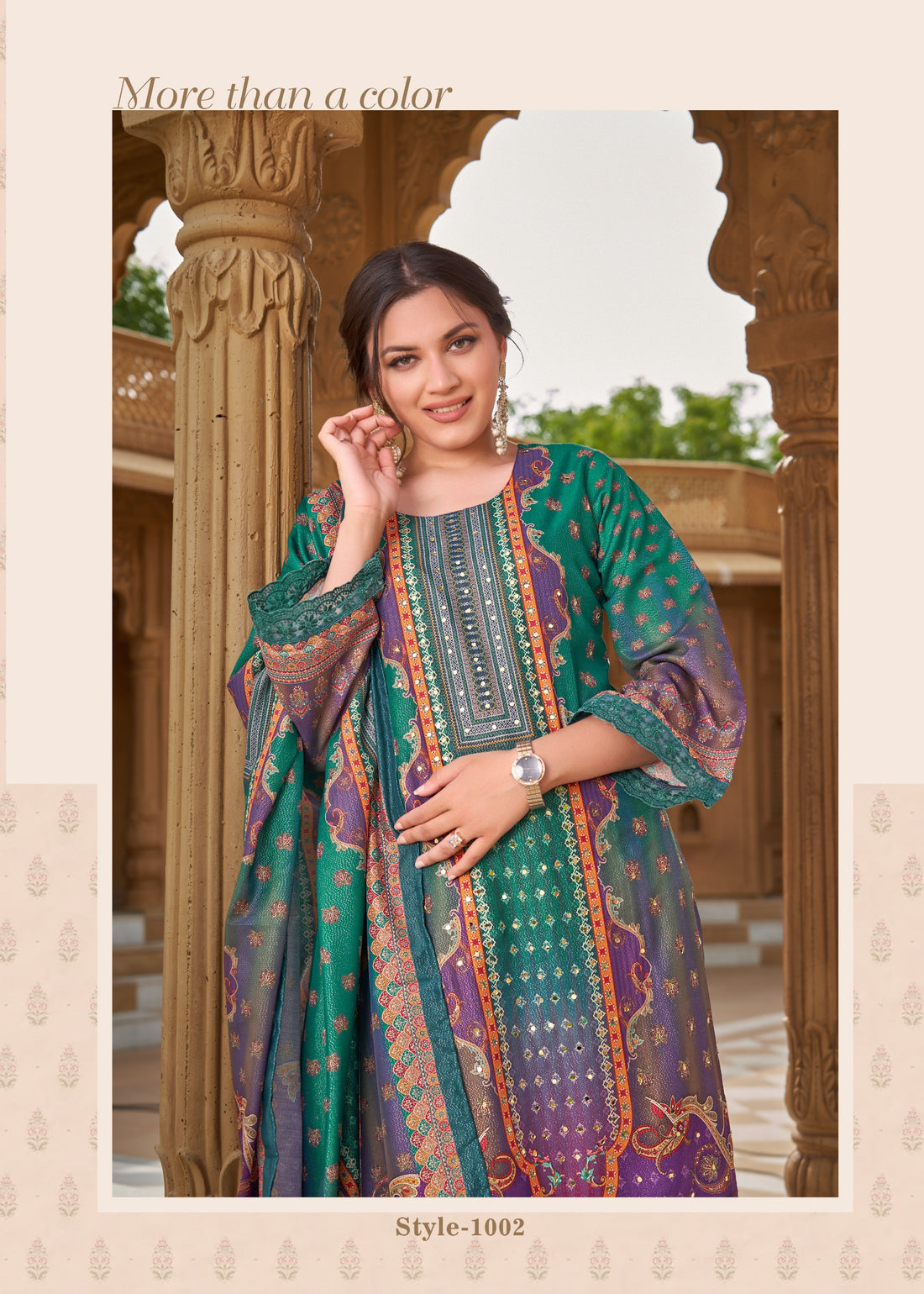 New Geen & violet Chudithar Suit