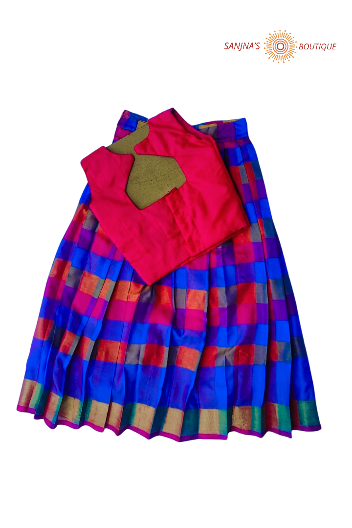 Royal Bleu with Golden colour Pavadai Sattai