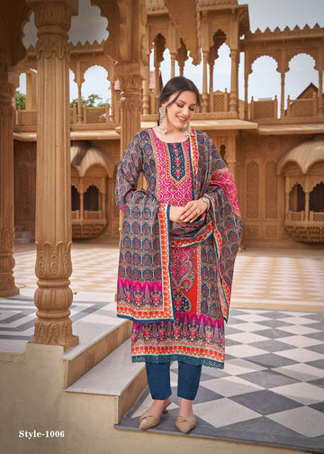 New Peacock Bleu & Rose Chudithar Suit