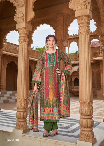 New Bottel Geen & yellow Chudithar Suit