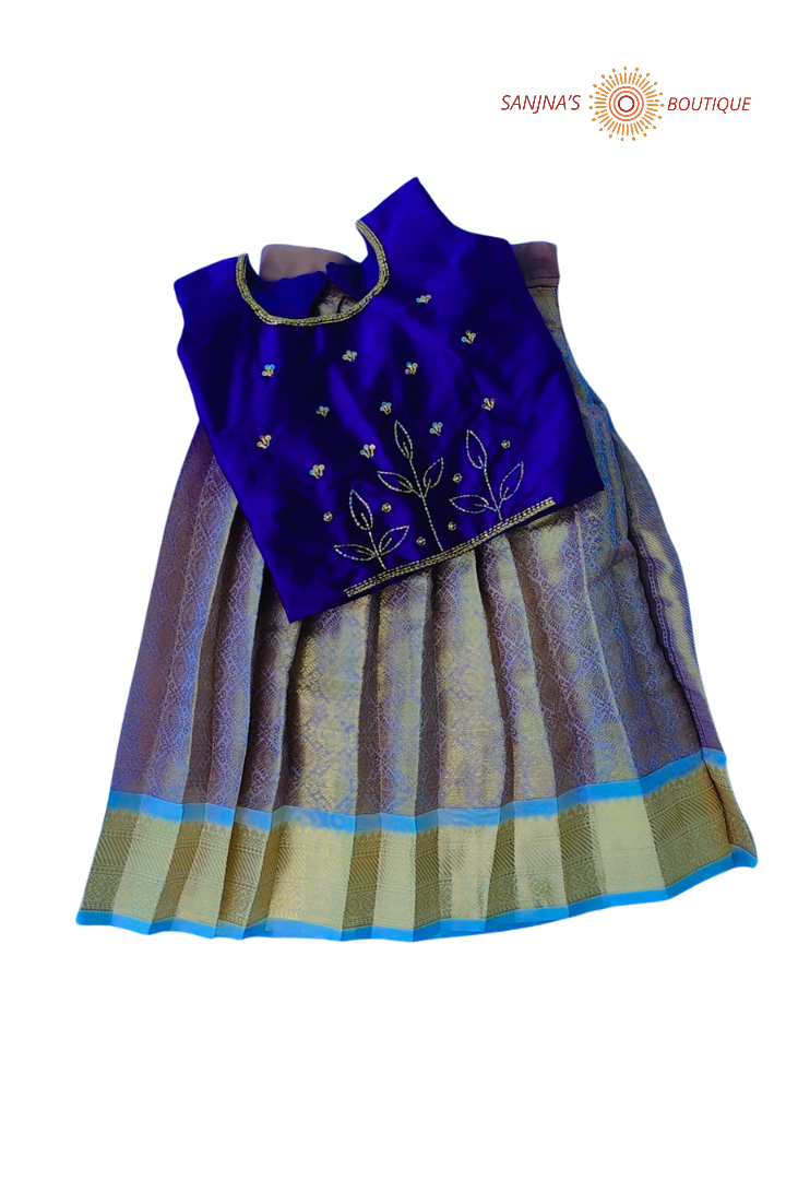 Royal bleu with lavender colour Pavadai Sattai
