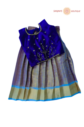 Royal bleu with lavender colour Pavadai Sattai