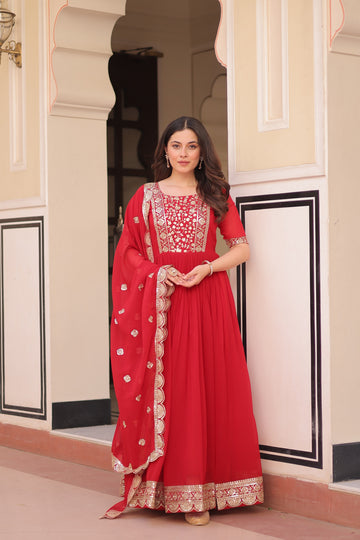 Premium Red Readymade Gown